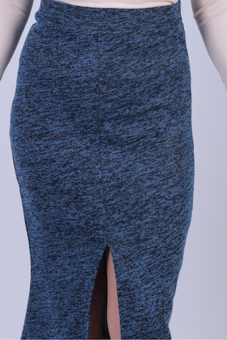 Armonika Kadın Koyu Mavi Önden Yırtmaçlı Beli Lastikli Midi Boy Etek Arm-26k001037