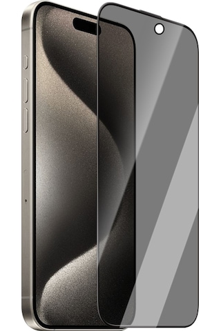 Apple Uyumlu iPhone 15 Pro Max Caseworld Ultra-thin Serisi Privacy 0.15mm Ha Cam Ekran Koruyucu Siyah