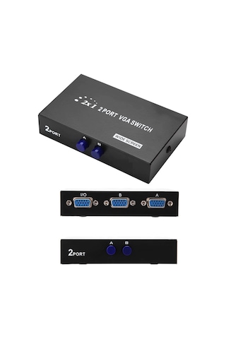 2 Port Vga Switch 2 Kasa 1 Monitör Vga Seçici Vga Giriş Çoklayıcı