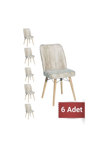 Avenza Living Kare Gold Mutfak Sandalyesi 6 Adet Krem