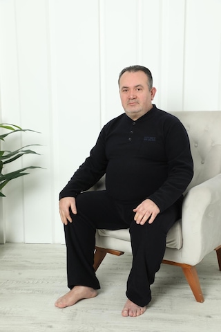 Erkek Büyük Beden Cepli Kışlık Polar Pijama Takımı 2325 001