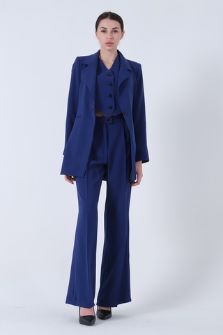 Feminist Saks Ceket-yelek Pantolonlu 3lü Takım Elbise 0106324.26 Saks