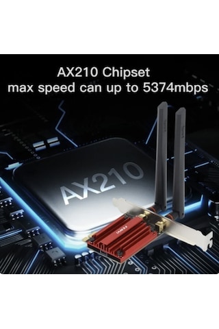 Fenvi AX210 Wi Fi 6E 5374 Mbps Tri-Band 2.4G / 5G / 6Ghz Kablosuz PCI-E Adaptörü