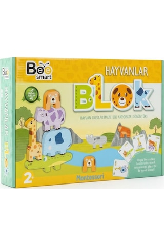 Bee Smart Montessori Hayvanlar Blok Denge Oyunu - Doğal Ahşap Eğitici Oyuncak 2+