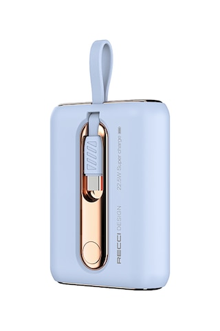 Recci RPB-P12C PD 9000 mAh 20 W Askı İpli Hızlı Şarj Özellikli Type-C Kablolu Powerbank
