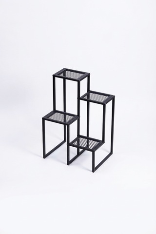 Uykula Metal Dekoratif 4 Raflı Çiçeklik Standı Saksı Standı Saksılık Siyah 65 Cm