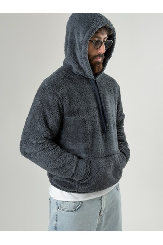 Cocopelli Erkek Kapüşonlu Antrasit Peluş Sweat Coc2590 Antrasit