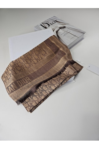 Cd Desen Kaşmir İpek Şal Silk Scarfs Hijab İthal Ürün Kahverengi