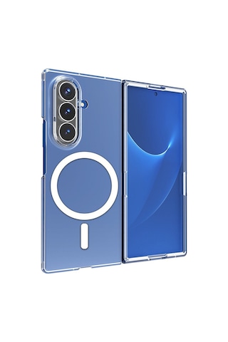 Vendas Galaxy Uyumlu Z Fold 7 Kılıf Kamera Korumalı M-safe Sert Pc Zore Porto Kapak + Kamera Lens + Cam Ekran Koruyucu Şeffaf