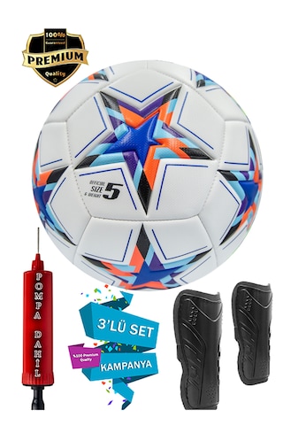 Şampiyonlar Ligi Futbol Topu Pompa Ve Tekmelikli 3'lü Set Sert Z Mor