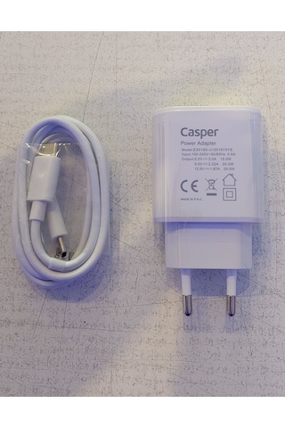 Casper Süper Hızlı Şarj Cihazı A40 X40 X30 X40 X45 M40 M45 M30 F30 Type C Adaptör Beyaz-Type-C To Type-C