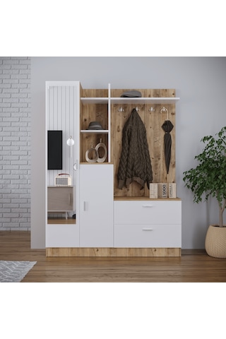 Robinhome Robin Home Jessie Vestiyer Ayakkabılık Portmanto Aynalı Raf Çam