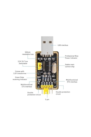 Ch340g Usb-ttl Seri Haberleşme Dönüştürücü Modülü Usb Uart Adaptör