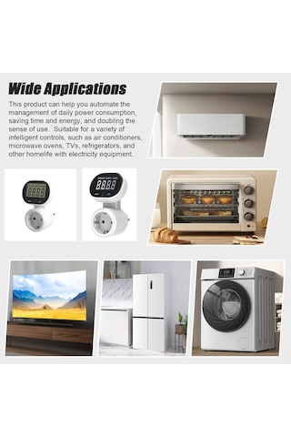 Suofeng 45 Ayarlanabilir Lcd Ekranlı Güç Ölçer Priz, 230v Avrupa Standardı, Akıllı Enerji İzleme Ve Güvenlik Kapaklı