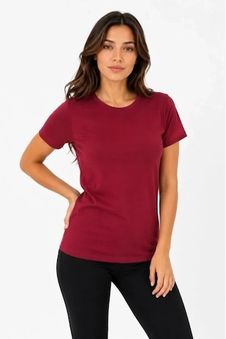 Valensdesign Basic Tişört Bisiklet Yaka Kısa Kol Günlük Yazlık Slim Fit T-shirt - Bordo