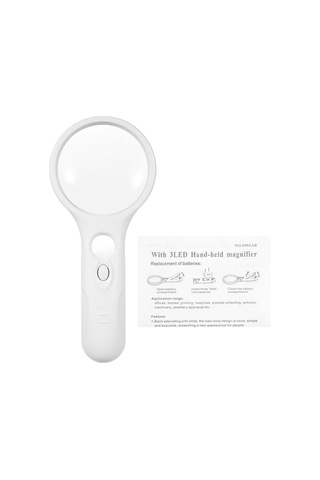 Lepmerk 3 Led Işıklı Büyüteç 3x 45x El Büyüteci Ve Para Okumak Beyaz