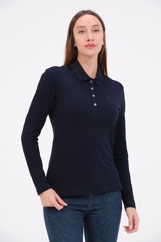 Msw Kadın Uzun Kollu Regular Fit Polo Yaka T-shirt Lacivert