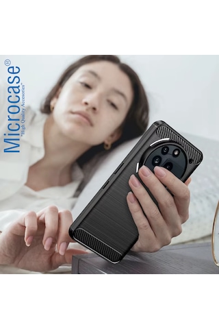 Microcase Nothing Phone 3a Pro İle Uyumlu Brushed Carbon Fiber Silikon Kılıf - Siyah Al3332