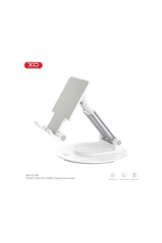 360 Dönebilir Çift Tüp Tasarımlı Ayarlanabilir Masaüstü Telefon Ve Tablet Standı C139