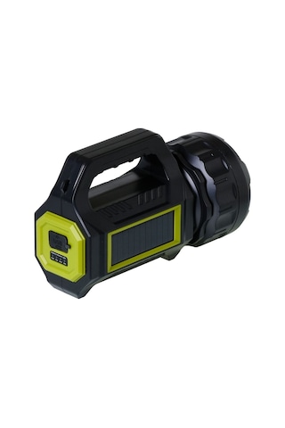 Ultra Güçlü Yandan Işıklı New+pro El Feneri Solar Şarjlı Usb'li El Eneri Hel-t93 Siyah