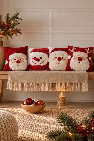 4'lü Yılbaşı Noel Babalar Dekoratif Kırlent Kılıfı Set Noel Baba & Kardan Adam Christmas Baskılı Dekoratif Kırlent 2027 Yılbaşı Dekorasyon Hediye 4lü Set Çift Taraf Baskı Noel Babalar - 800006344 Noel Babalar