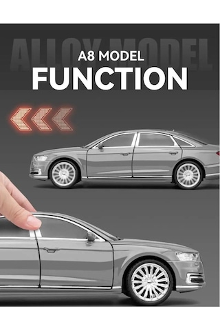 Scowetto Audi A8 Long Quattro Tarzı 1:24 Metal Araba Diecast Audı 6 Kapı Bagaj Kaput Koleksiyon Model Gri