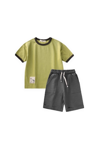 Cigit Kaprili T-shirt Takım 2-10 Yaş Lime Yeşil