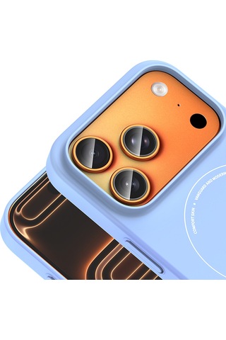 iPhone Uyumlu 17 Pro Kılıf M-safe Şarj Özellikli Kamera Korumalı Ata Elio Sert Pc Kapak - Açık Mavi Çok Renkli