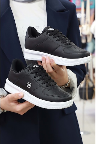 2228-wickers Air Force Modeli Anatomik Tabanlı Üst Kalite Unisex Sneakers Ayakkabı Siyah - Beyaz