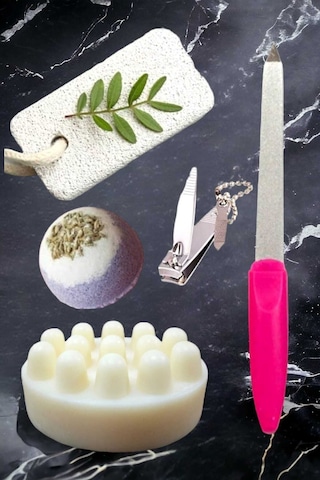 5'li Ayak Peeling Bakım Rahatlatıcı Doğa Keçi Sütlü Sabun Nem Topu Yatıştırıcı Pedikür Seti