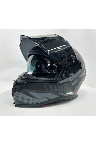 Sway Sw 867 Asphalt Black Grey Siyah Vizörlü Iç Vizörlü Kapalı Kask