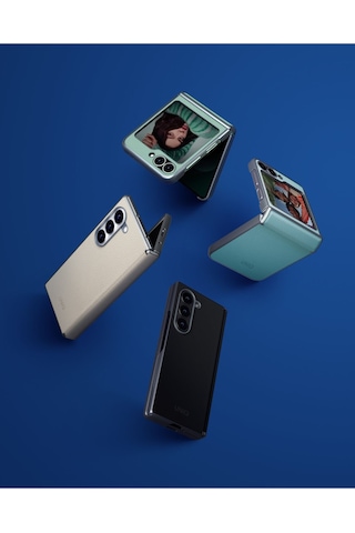 Samsung Galaxy Uyumlu Z Flip 6 Kılıf Ora Serisi Katlanabilir Deri Görünümlü Metal Çerçeve Kapak Mint