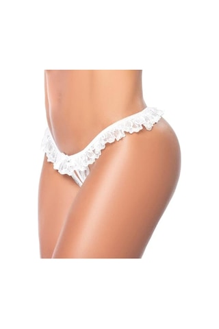 Desire İn Motion Bel Fırfırlı Dantelli Fantezi Kadın Külot String Beyaz
