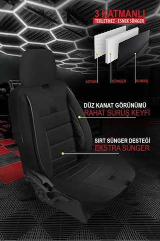 Volkswagen Jetta 1.2 Tsi Bmt 105 Comfortline Dsg 2016 Uyumlu Tay Tüyü Serisi Oto Kılıf Tam Set Carbon Siyah.