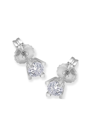 Madam & Matmazel Swarovski Tek Taşlı Pırlanta Model Kadın Gümüş Küpe