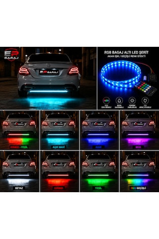 P Garaj Rgb Bagaj Altı Led Şerit Açık Mavi Kırmızı Beyaz Geçişli Rgb Efekt Akan Işık 0