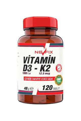Nevfix Vitamin D3 K2 120 Tablet D3 1000 Iu K2 12.5 Mcg