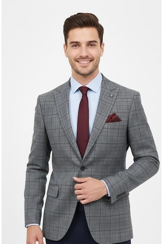 Presto Erkek 6 Drop Slimfit Kareli Ceket Gri 1635-070 Gri