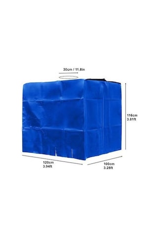 Kangvka 1000l Mavi Ibc Tank Kapak, Dış Mekan Kullanıma Uygun, Su Tankı İçin Su Geçirmez Toz Proof Isı Yalıtımlı Poliester Kapak