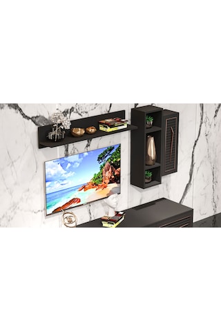 Tocco-platin Modern Kitaplıklı Tv Ünitesi