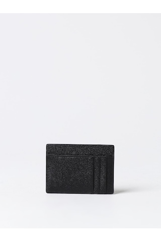 Dolce & Gabbana Dauphine-print Calfskin Card Holder Siyah