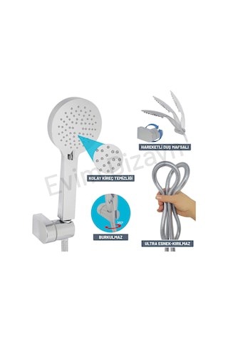 Aqua Bagno Smıle El Duşu Seti -3 Parça -150 Cm Spiral Hortum Krom