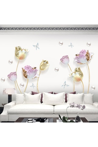 Lale 3d Üç Boyutlu Duvar Çıkartması Yatak Odası Dekorasyonu Sıcak Duvar Kendinden Yapışkanlı Duvar Kağıdı Çıkartması Diğer