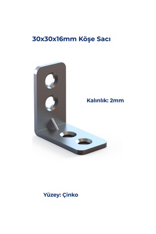 Mesan Köşe Sacı 2mm 16x30x30mm Çinko