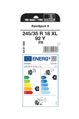 Uniroyal 245/35 R18 92Y XL FR Rainsport 5 Yaz Lastiği 2024