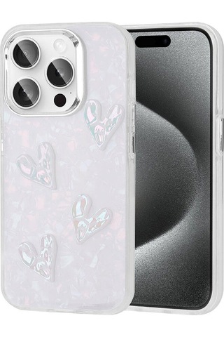 Apple Uyumlu iPhone 15 Pro Kılıf Kabartma Figürlü Parlak Zore Eralli Silikon Kapak