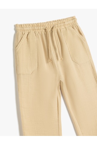 Koton Pamuklu Beli Bağcıklı Cepli Basic Jogger Pantolon Bej 5smb40037tw Ekru
