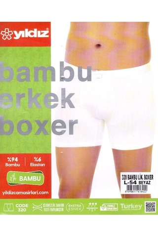 3'Lü Beyaz Bambu Erkek Boxer 320 001