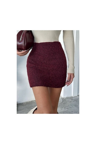 Rouge Basıc Kaşe Kumaş Mini Etek Bordo