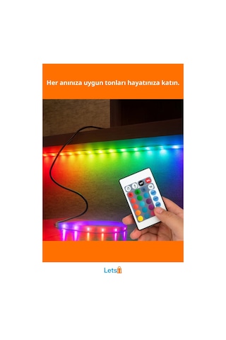 Rgb Kumandalı 30 Led Usb Aydınlatma Şeridi 5m 1 Adet